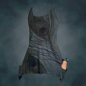 Grey Peacock long tank, drop sides with pockets – GO Coutur, size: S